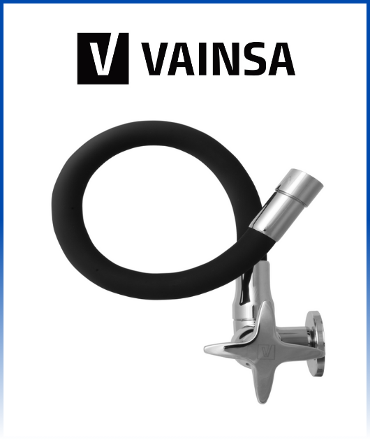 (M01S5N00) LLAVE LAVADERO CON PICO FLEX NEGRO SESTRI CROMO VAINSA