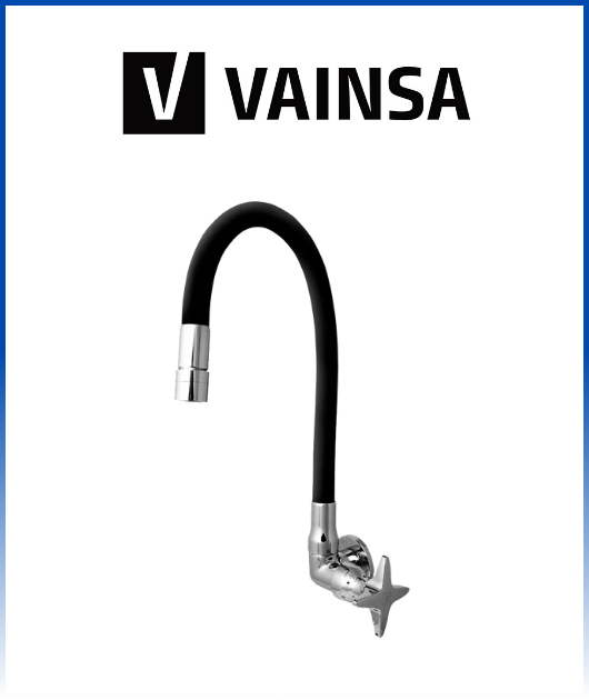 (M01S5N00) LLAVE LAVADERO CON PICO FLEX NEGRO SESTRI CROMO VAINSA