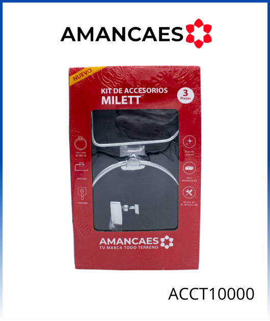 (ACCT10000) KIT DE ACC BAÑO MILETT 3PZASCR AMANCAES