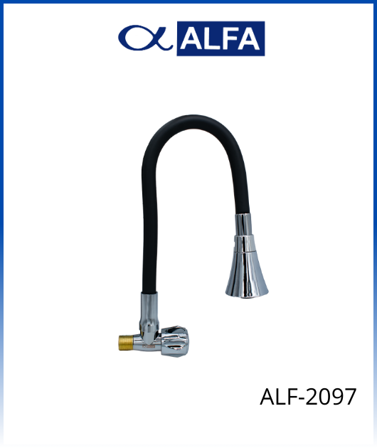 (ALF-2097) GRIFO CISNE FLEXIBLE NEGRO PARA COCINA ALFA