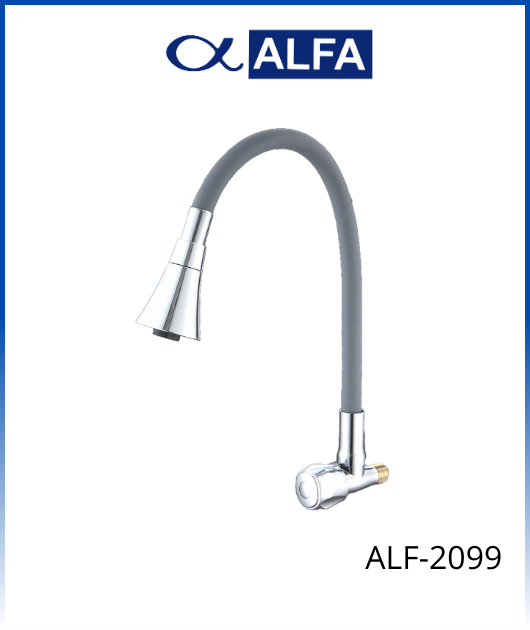 (ALF-2099) GRIFO CISNE FLEXIBLE GRIS PARA COCINA ALFA