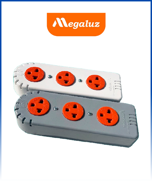 TOMA INDUSTRIAL BLANCO 3 ENTRADAS 25AMP  MEGALUZ (50)
