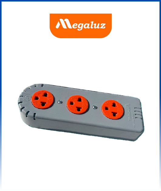 TOMA INDUSTRIAL GRIS 3 ENTRADAS 25 AMP MEGALUZ (50)