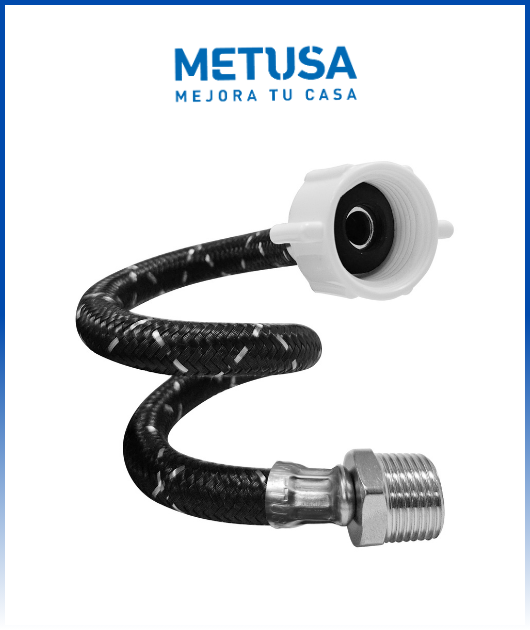 (MAST971) T.ABASTO PE+SS304 NEGRO 1/2x7/8x40CM M-H METUSA