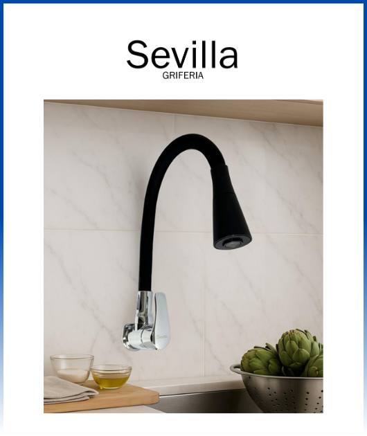 LLAVE LAVAD. PARED AMANDA SILICONADO NEGRO 5305FX-BK SEVILLA (CJAx20)