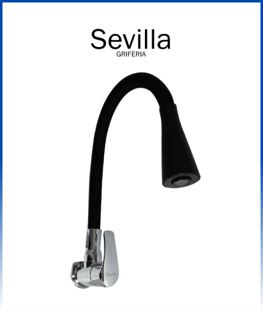 LLAVE LAVAD. PARED AMANDA SILICONADO NEGRO 5305FX-BK SEVILLA (CJAx20)